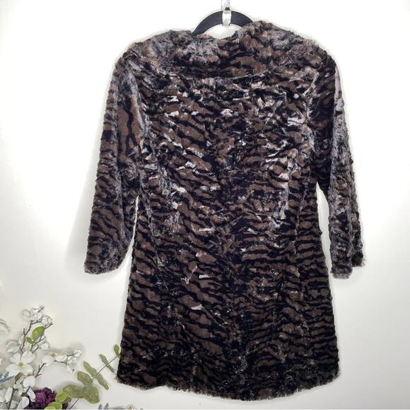 CABI Minka Coat Faux Fur Brown Black {F52} - Picture 4 of 6